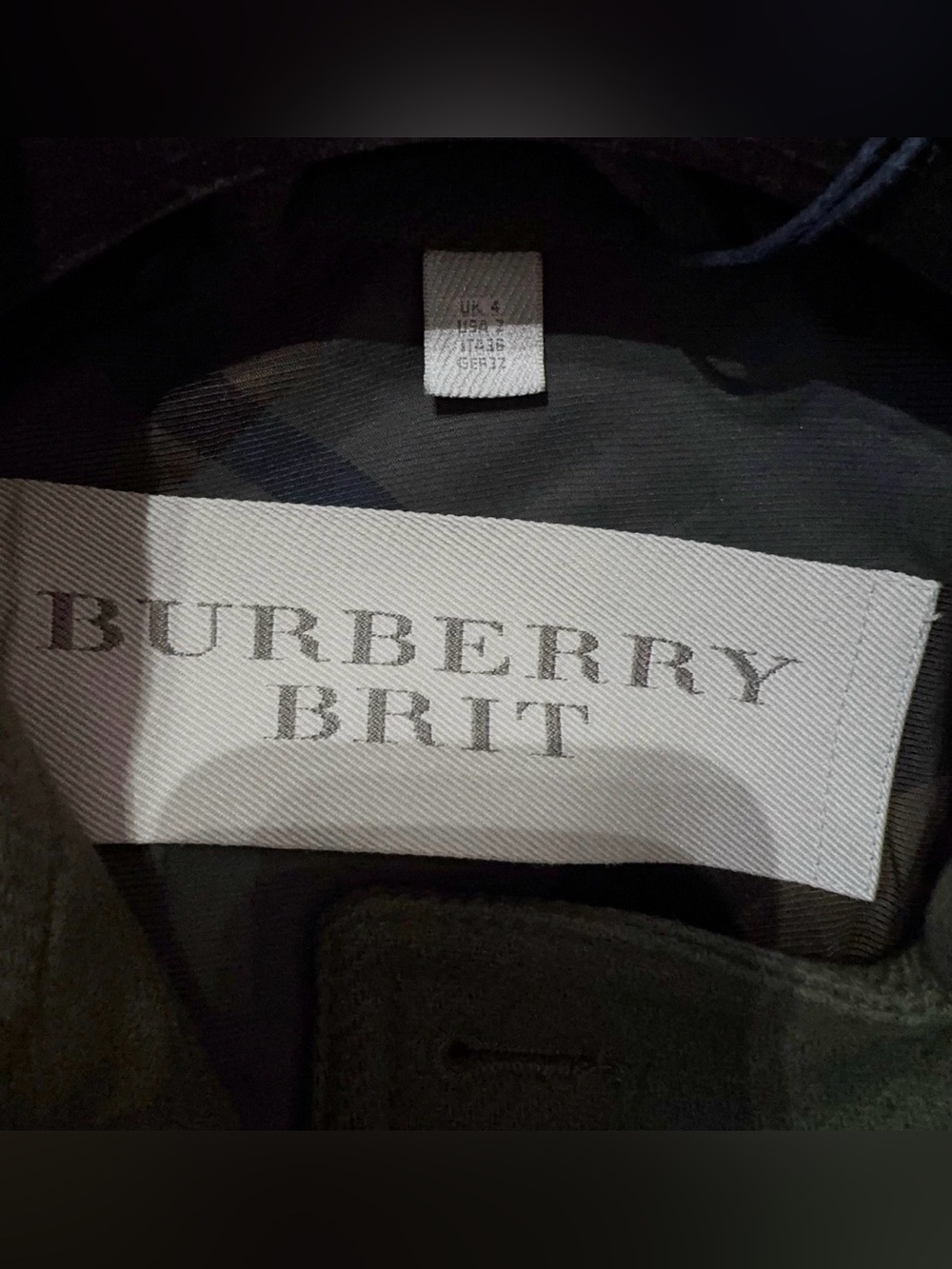 🚩steal Burberry Olive Green Double-Breasted Trench Coat - Picture 3 of 6